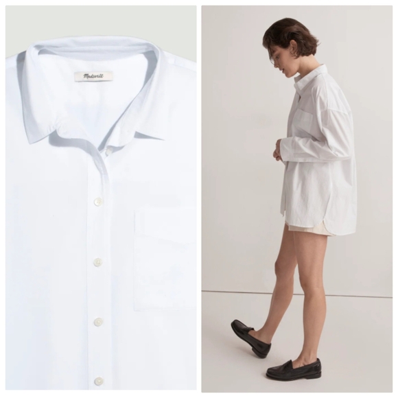 New Madewell The Signature Poplin Oversized Eyelet White Shirt XL NWT - Picture 4 of 8